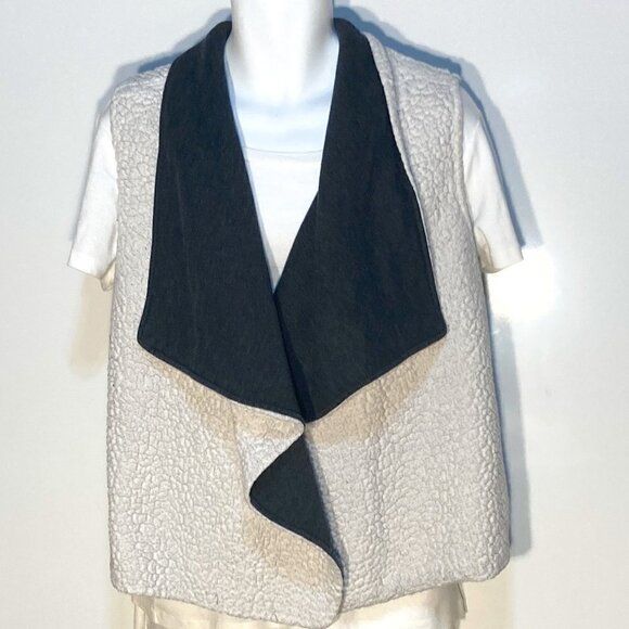 Mossimo SZ L REVERSIBLE Gray sweatshirt or sherpa waterfall vest vintage - Picture 2 of 9